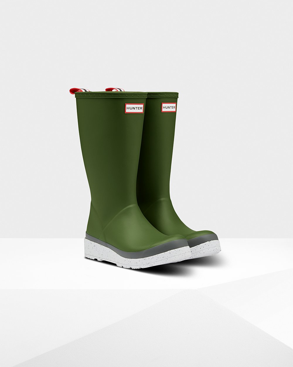 Hunter Original Tall Speckle Rain Play Boots - Shop Online Womens Green/White - ZYPOVL725